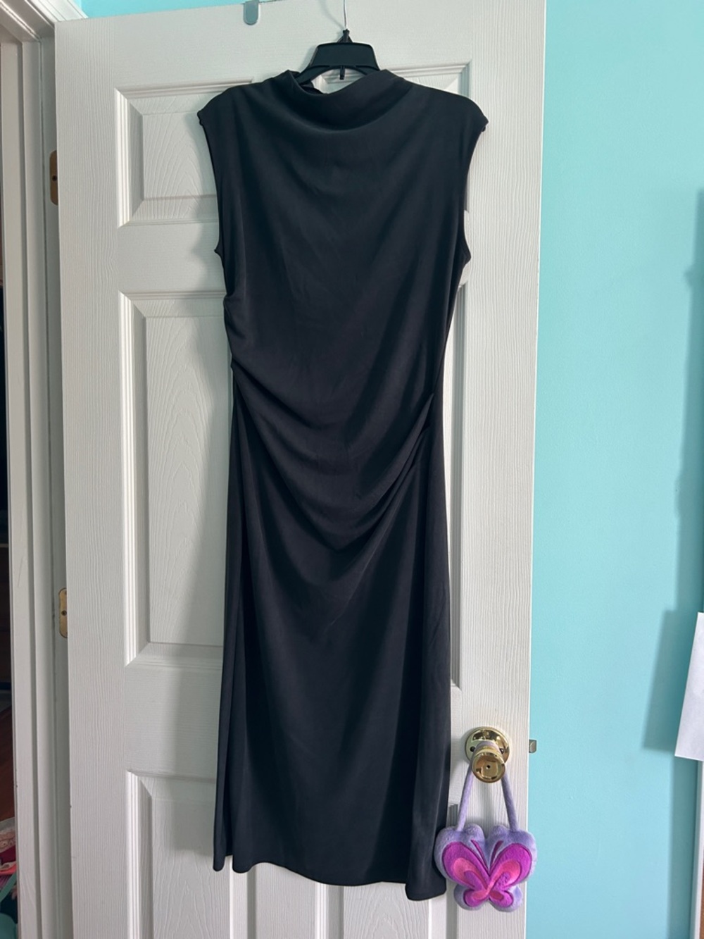 Old Navy Black Sleeveless Draped Midi Dress